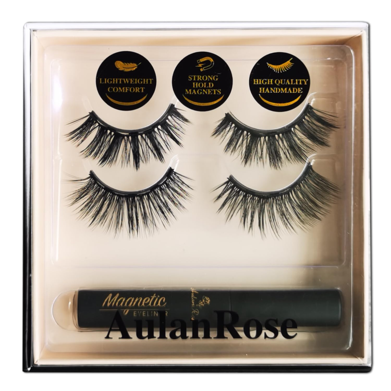Magnetic Eyelashes - Volume Long Magnetic Lashes with Eyeliner, 60 Wears Reusable Cat Eye Faux Mink Lashes, Dramatic, Cruelty-Free & Vegan,