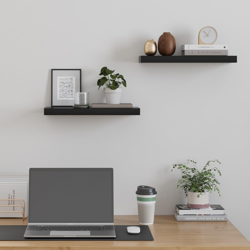 Floating Shelves with Invisible Brackets, Wall Mounted Rustic Wood Shelves Set o