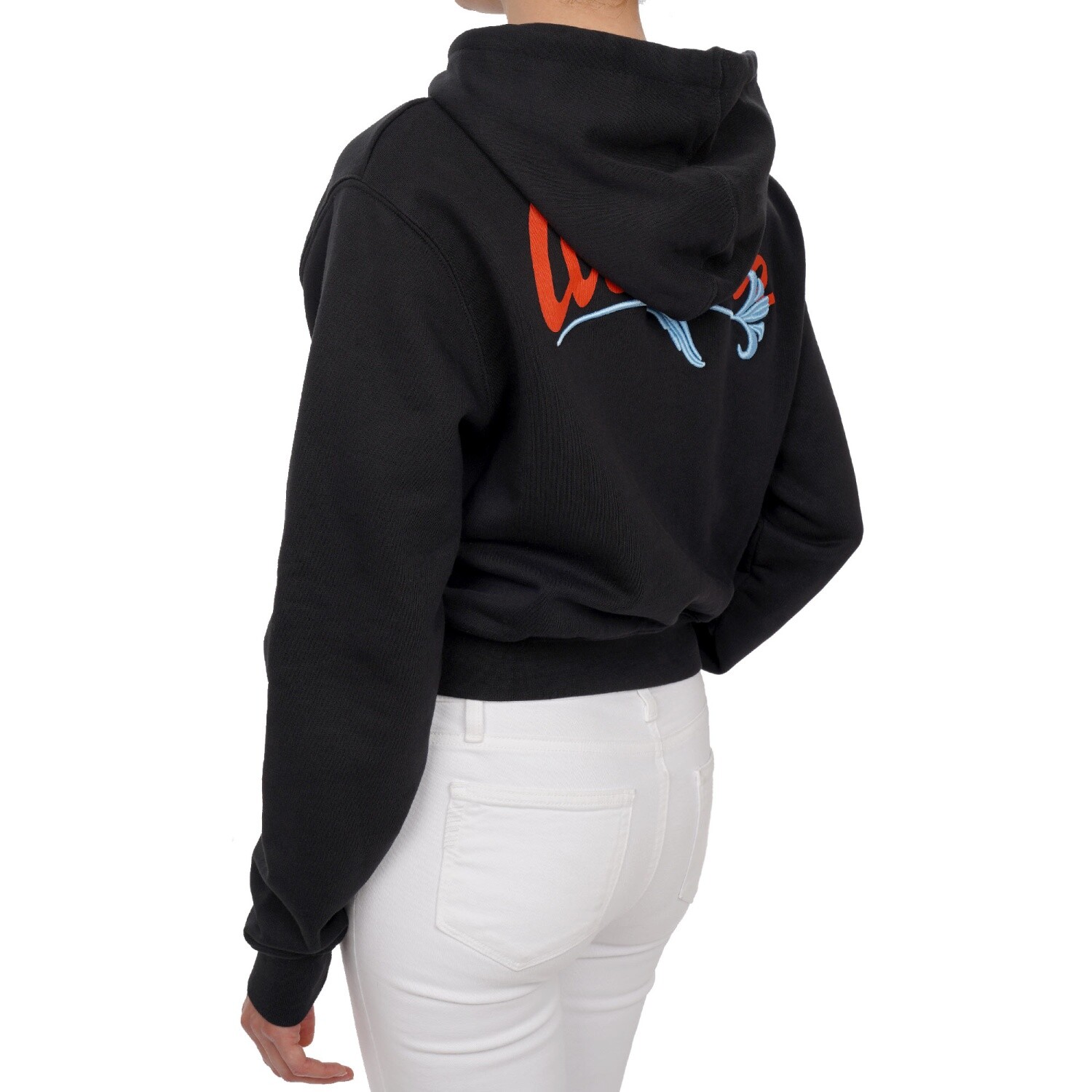 Pre-owned Off-white Virgil Abloh Oversize Woman Flower Hoodie Sweater Sweatshirt Black