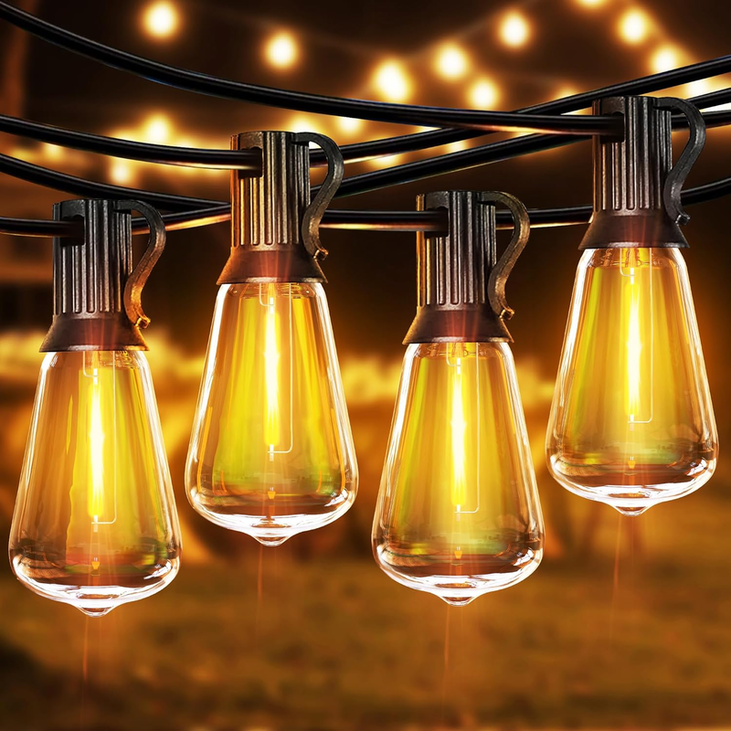 LED Outdoor String Lights, 60FT Patio Lights with 32 Shatterproof ST38 Vintage E