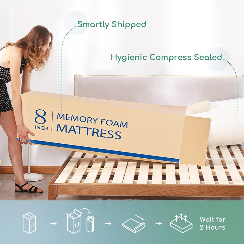 Queen Mattress, 8 Inch Green Tea Memory Foam Mattress for Cool Sleep, Medium Fir