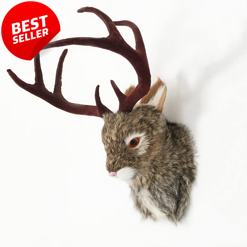 Jackalope Head Wall Mount Realistic Figurine Home Office Decor Gift - US