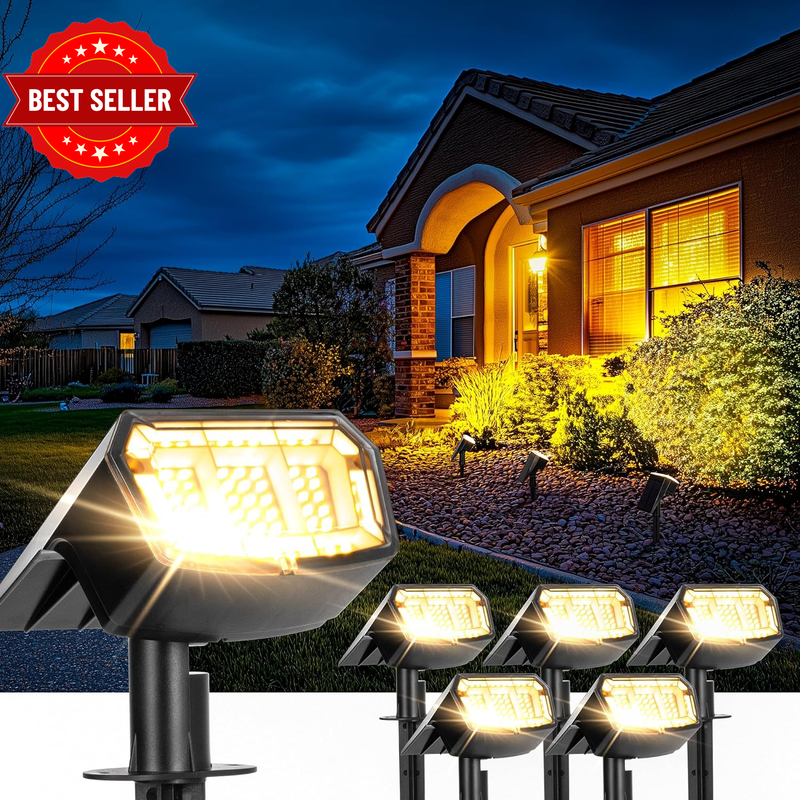 Solar Spot Lights Outdoor,3 Lighting Modes-6 Pack(Warm White)