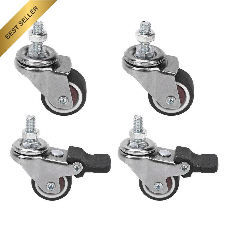 Threaded Stem Caster Wheels M6 TPR 1 Inch Ball Bearing 360 Degree Rotation with