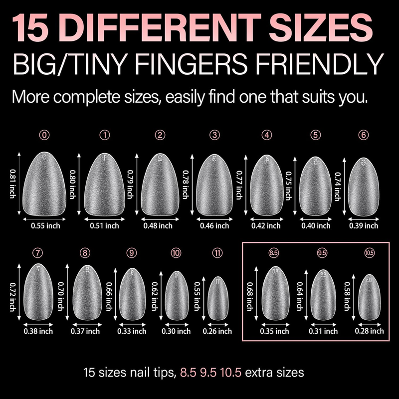 Nail Tips Short Almond Gel Tips 450PCS Pre-shaped Matte Full Cover Press On Nail