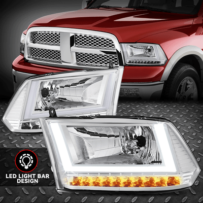 [Последовательный сигнал U-LED DRL] Для фар грузовика Dodge Ram 09-24 Хром/Прозрачный
