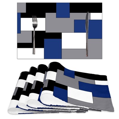 Blue Grey Black White Placemats Set Of 4geometric Square Table Place Mats Waterp
