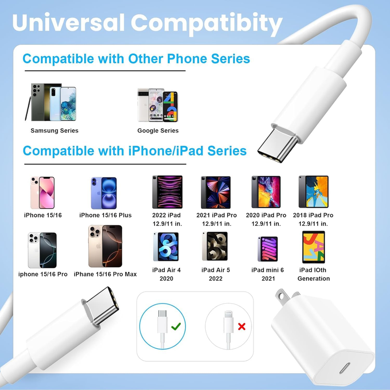 iPhone 16 15 Charger Fast Charging, 2-Pack 6ft Long USB C Charger Cable with 20W