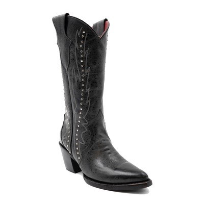 Pre-owned Ferrini Womens Siren V-toe Black Leather Cowboy Boots