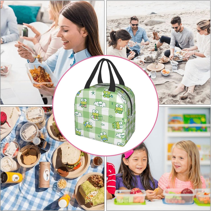 Cute Lunch Bag Reusable Insulated Bento Lunch Box for Women 8.5X8X5In