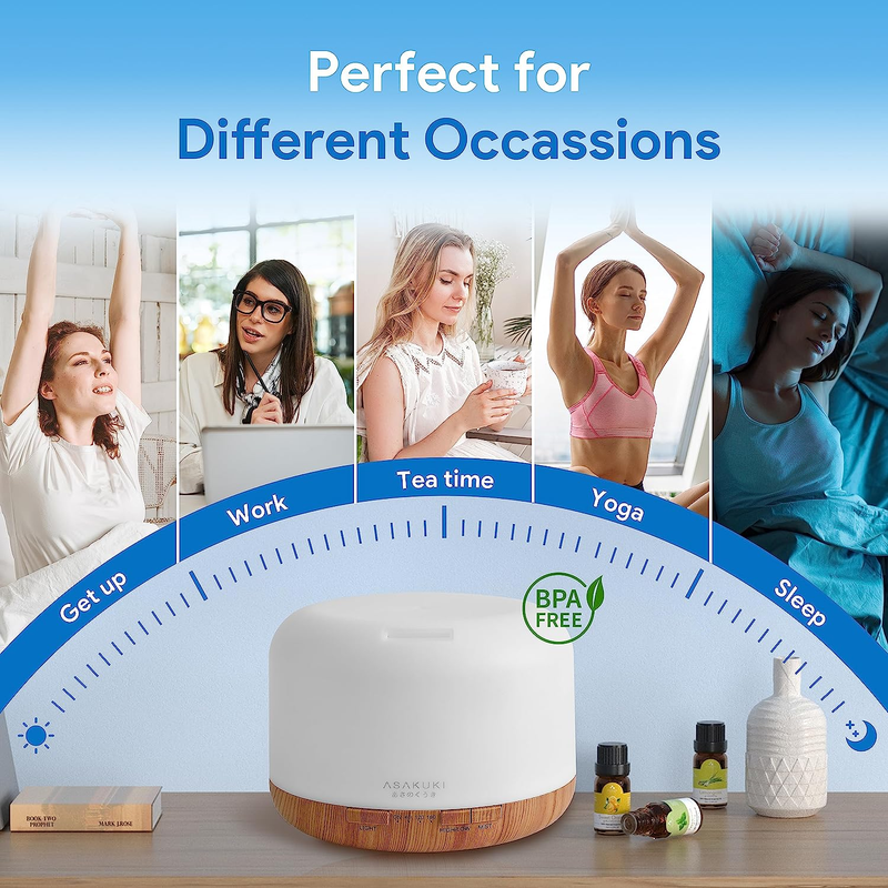 500ml Essential Oil Diffuser, 5 in 1 Premium Ultrasonic Aromatherapy Fragrant Oi