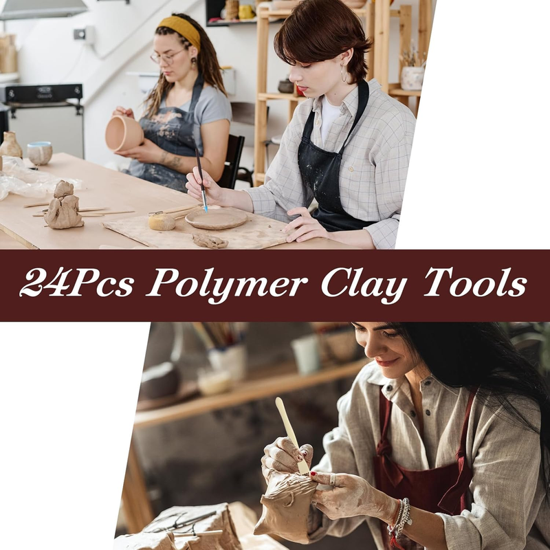Polymer Clay Tools, 24 Pcs Modeling Clay Sculpting Tools with Assorted Shape&Siz