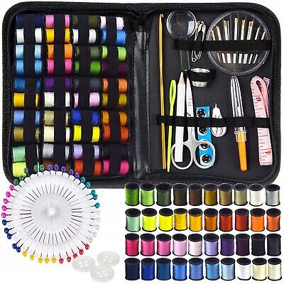128x Sewing Toolkit Set Threads Needles Clothes Sews Repair Home Travel Case
