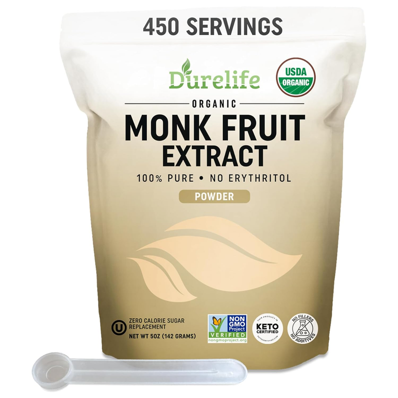 Organic 100% Pure Monk Fruit Sweetener, No Erythritol, Monkfruit Extract Powder,