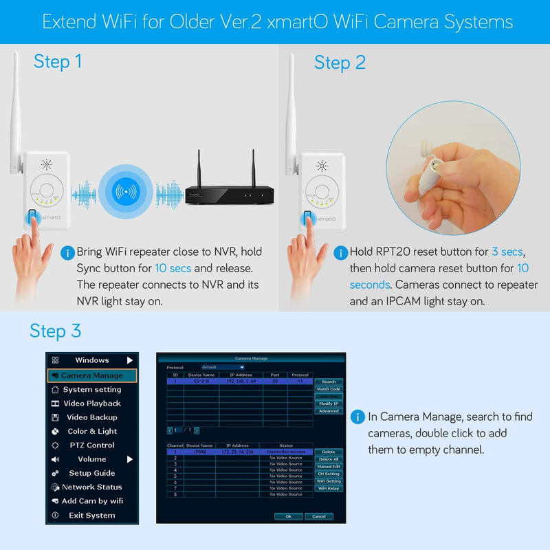 RPT20 Wifi Security Camera Repeater/Range Extender - Works for  Plug-In Wifi Cam