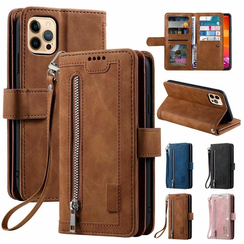 Zipper Leather Wallet Case For iPhone 14 15 Pro Max 13 12 11 XR 7 8 Flip  Cover