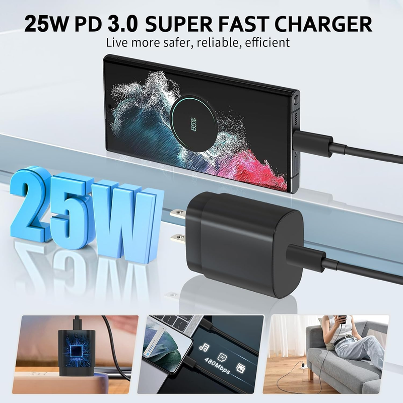 USB C Charger Block, 2 Pack 25W Type C Charger Super Fast Charging Wall Charger
