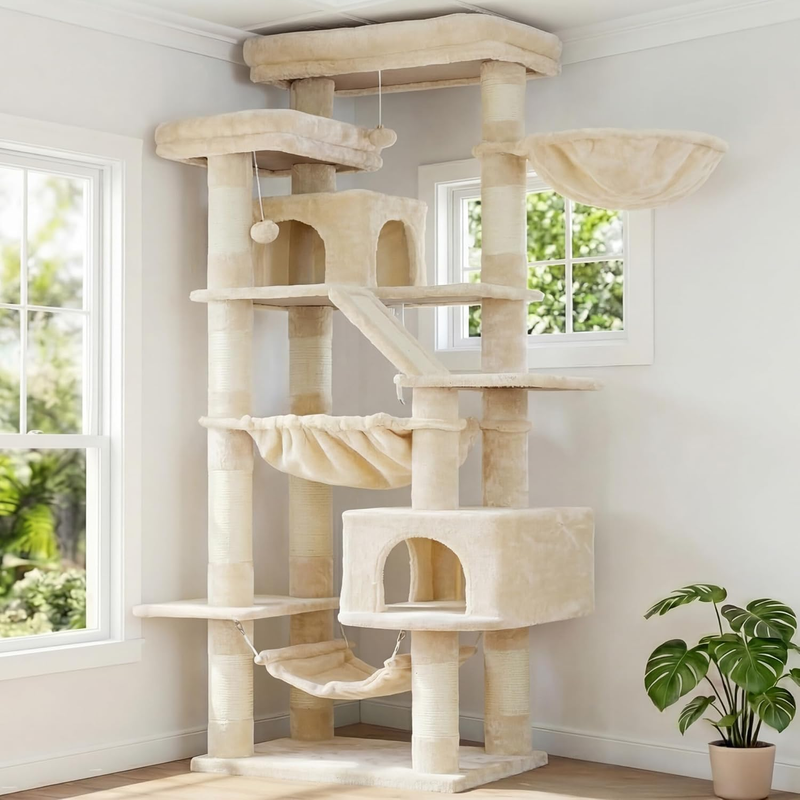 Cat Tree, 180 Cm-Tall Tower for Indoor Cats with 2 Perches HCT034M