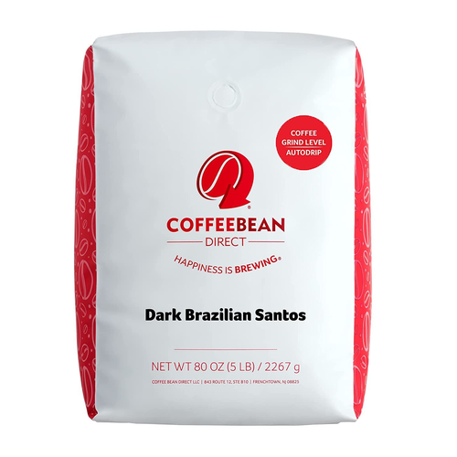 Coffee Bean Direct Dark Brazilian Santos, Roast, 5 Pound (Pack of 1)