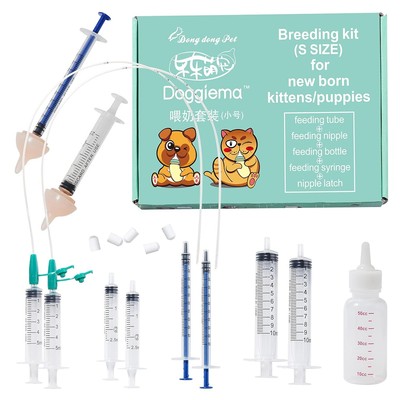 Feeding Silicone Nipple and Syringes for Newborn Kittens, Puppies, Rabbits, Smal