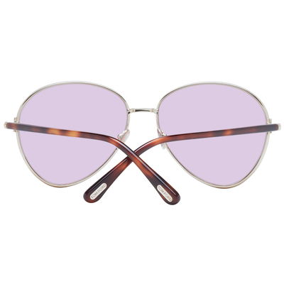 Pre-owned Tom Ford Sunglasses Women Rose Gold Metal Pilot Purple Mirror Ft1028 32z Rio