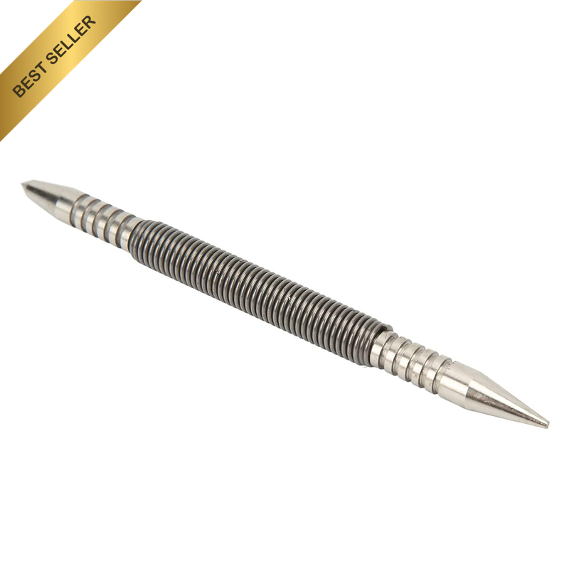 Dual Head Center Punch, Carbon Steel Spring Loaded Punch Tool with 3/16
