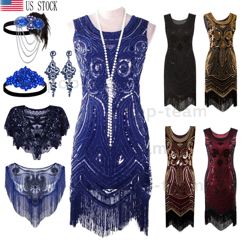 1920s Flapper Dress Gatsby Wedding Party Evening Formal Roaring