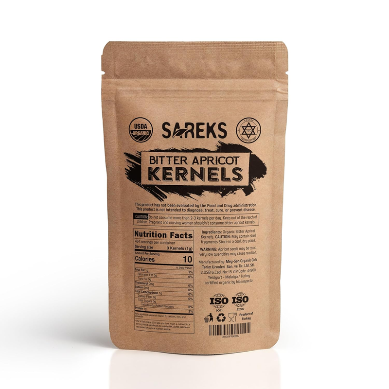Bitter Apricot Kernels Organic Raw (1LB),%100 USDA Organic Certified Seeds, N...