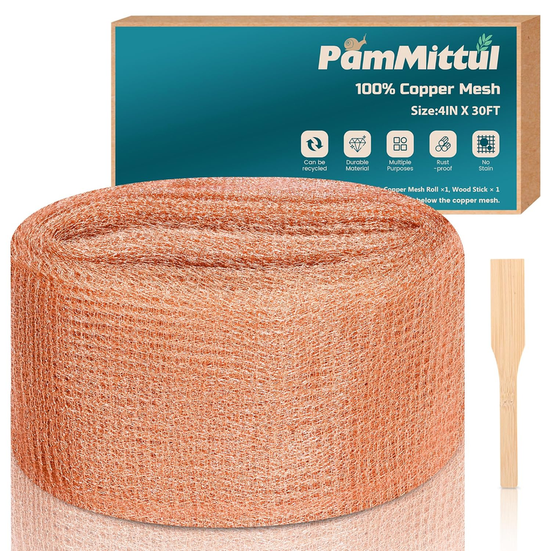 Copper Mesh Rodent Control, 4in x 30ft Rustproof Pure Copper Mesh Roll