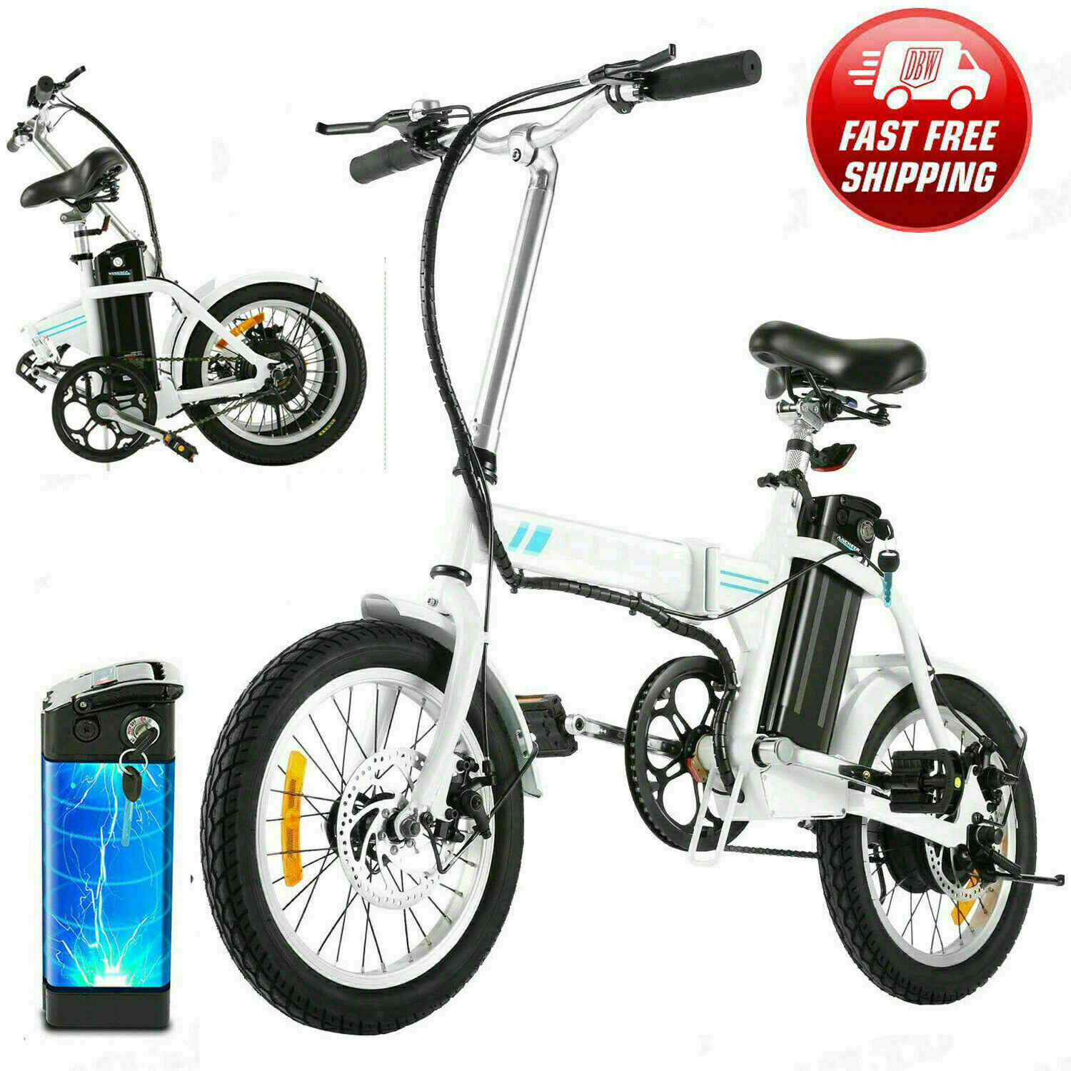 Electric Bicycle for Sale: 16 Folding Electric Commuter Bike,City Ebike 8Ah Removable Lithium-Ion B 46 in Hacienda Heights, California