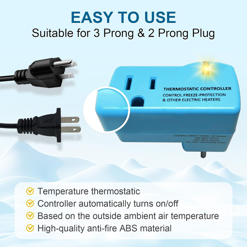 1 PC Upgraded Thermostat Outlet for Greenhouse and Well House Heater Yelodeer, A