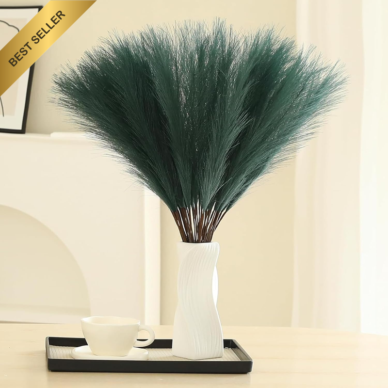 60Pcs Green Pampas Grass - 21 Inch Artificial Pampas Grass Decor Tall, Fake Pomp