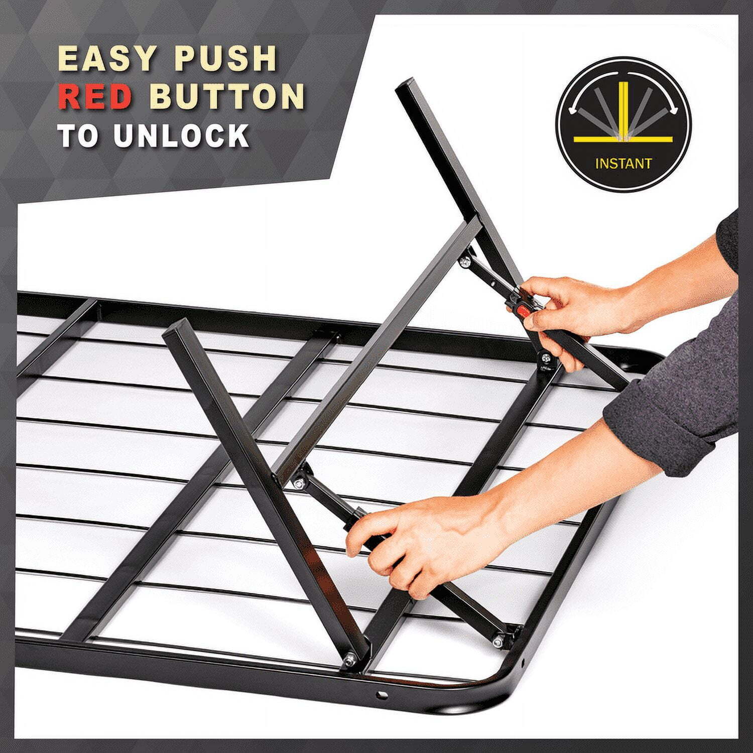 14 In High Profile Foldable Steel Queen Platform Bed Frame Child /Teen Bedroom
