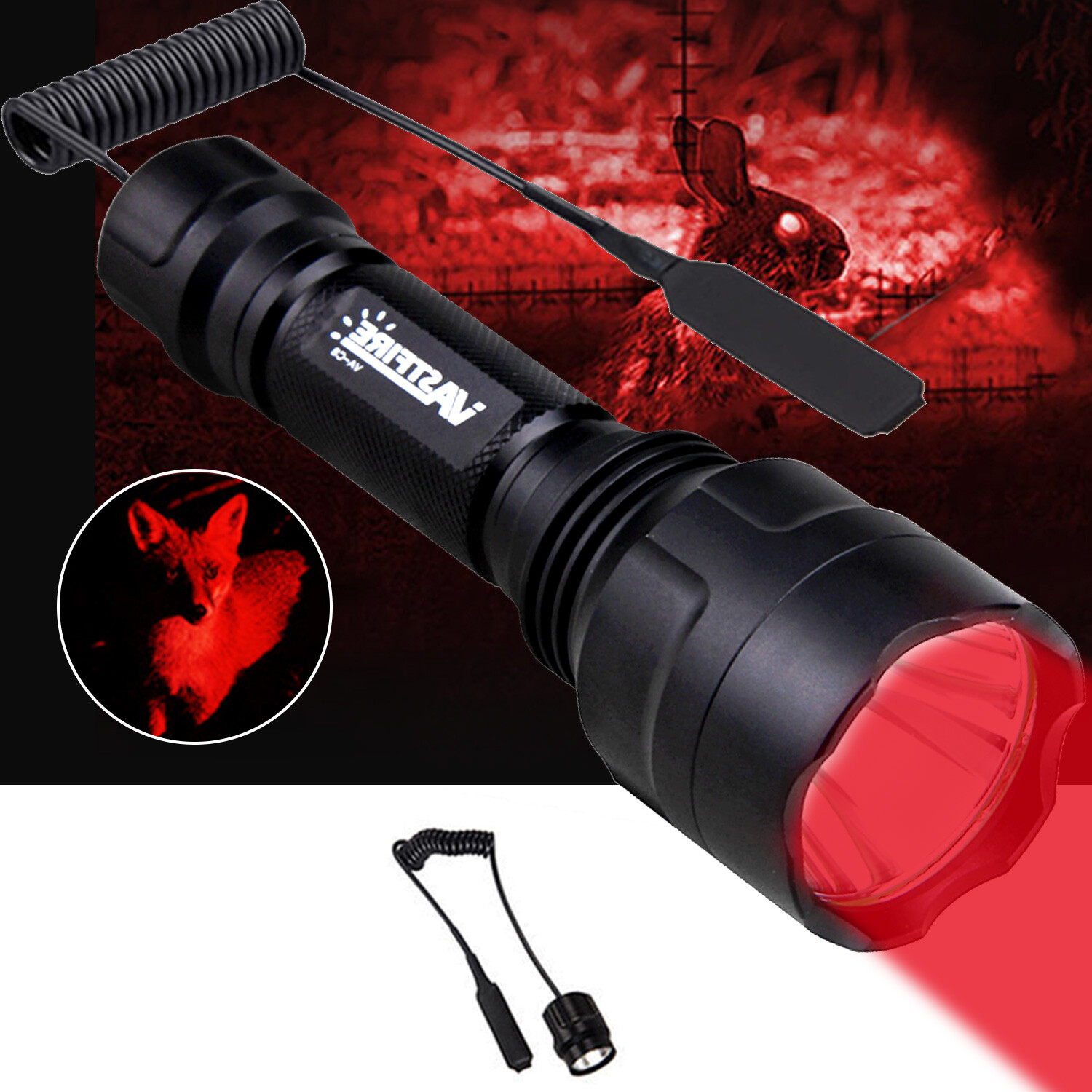 1000Yards Green Red Light LED Coyote Hog Varmint Predator Torch Hunting Lamp Gun