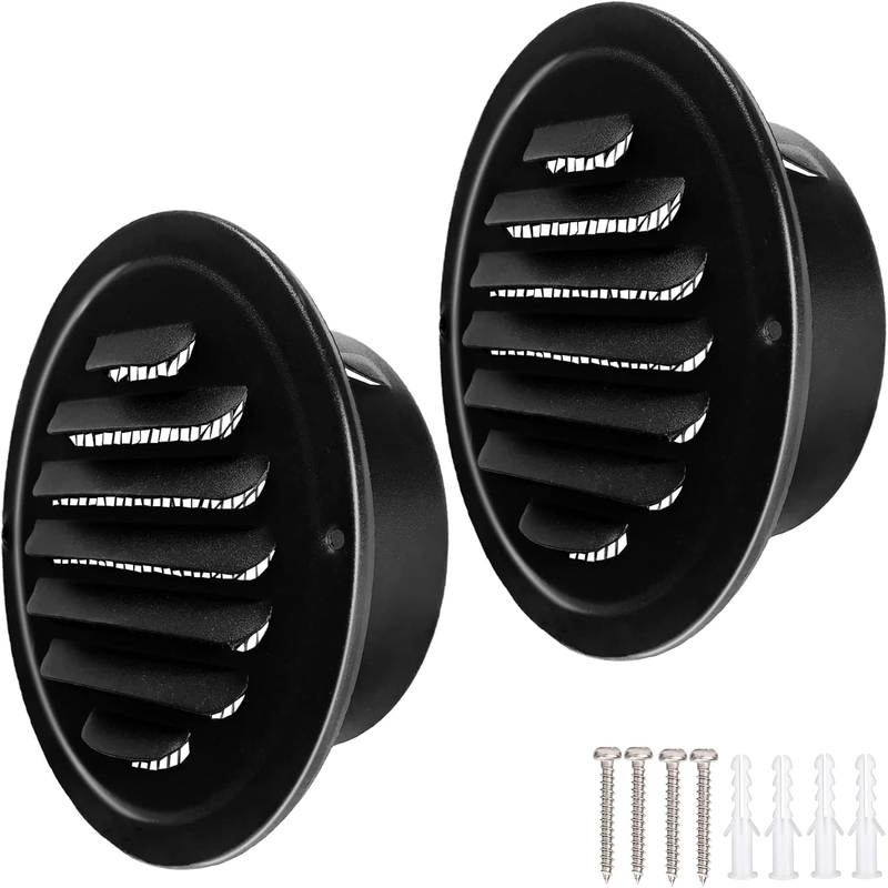 4 Inch Round Air Vent Covers, Stainless Steel Black Soffit Vent Covers Louvered