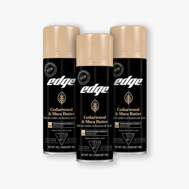 Edge Shave Gel for Men, Cedarwood & Shea Butter, 7Oz - 3 Pac
