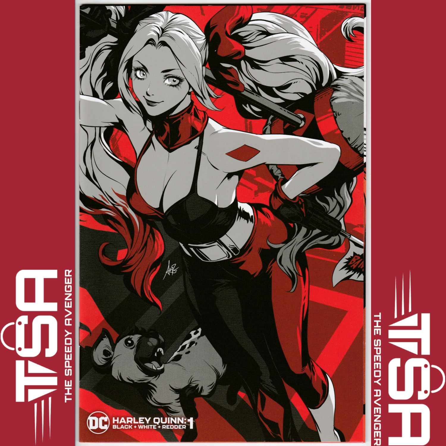HARLEY QUINN BLACK + WHITE + REDDER #1 Stanley Artgerm Lau Trade Variant DC