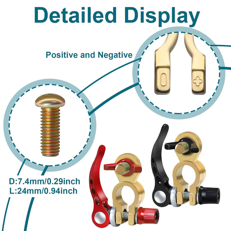 2 PCS Battery Terminals, Connectors, Quick Release Battery Terminal For Cars