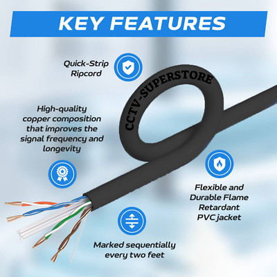 CAT5E CAT6 Cable 1000FT UTP Solid Network Ethernet Plenum Bulk Wire RJ45 Lan