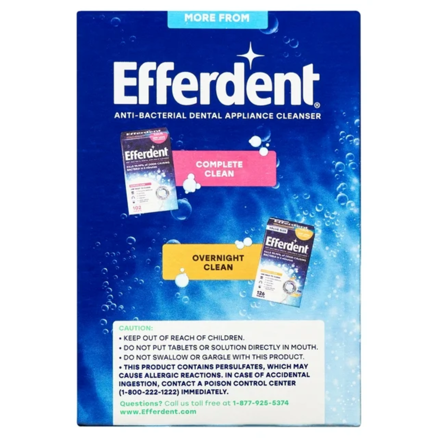 Efferdent Retainer & Denture Cleaner Tablets Minty & Fresh Clean 126 Ct 3 PACK