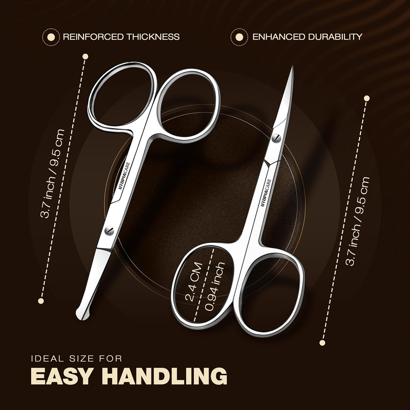 Eyebrow Hair Scissors, Curved Nail & Rounded Cuticle Scissors for Men and Women,