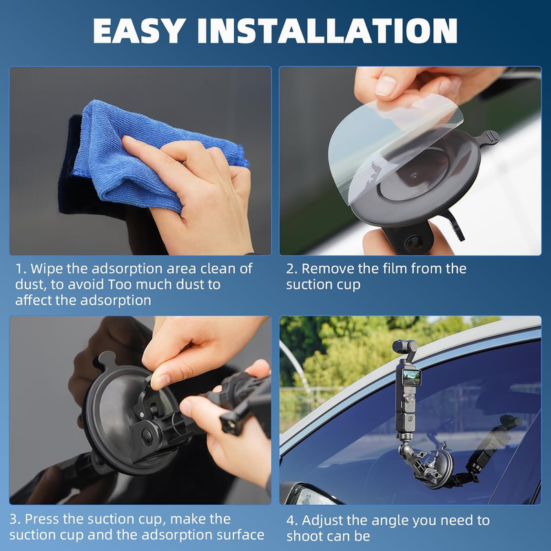 Pocket 3 Suction Cup Mount, Car Windshield Window Dash Holder Kit with Expansion