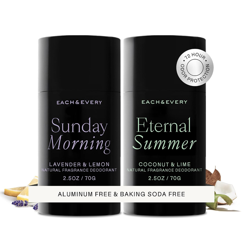 Each & Every Aluminum Free Deodorant Lavender&Lemon Coconut& Lime 2 Pack, 2.5Oz
