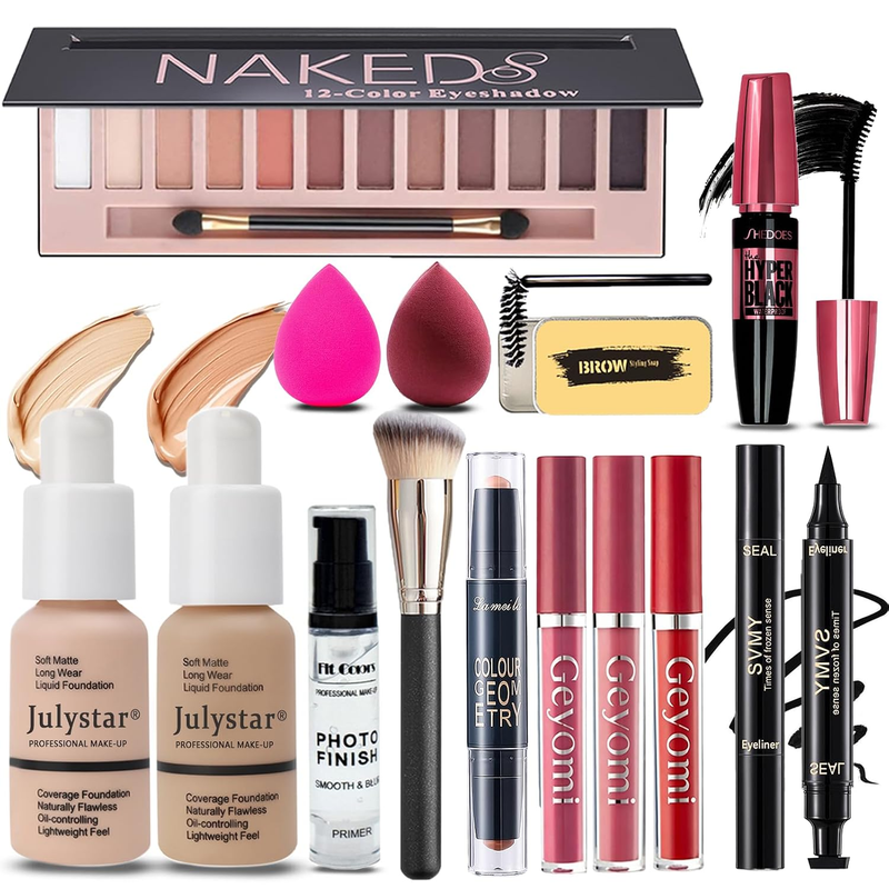 All in One Makeup Kit for Women Full Kit, Makeup Set 12 Colors Eyeshadow, Founda