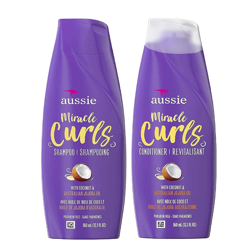Aussie Miracle Curls Shampoo and Conditioner Set with Coconut & Australian Jojob