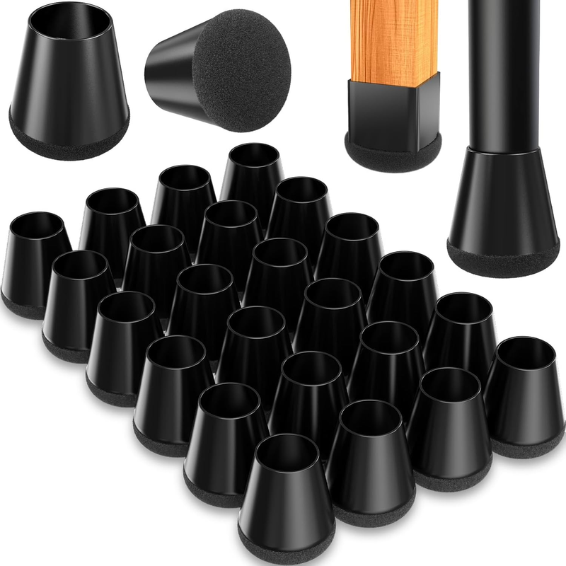 Chair Leg Floor Protectors 24 Pcs,Extra Small Silicone Black Chair Leg Covers to
