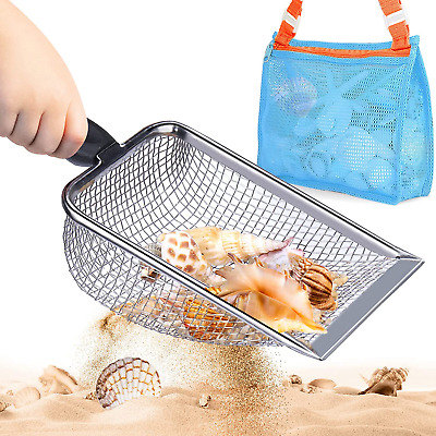 Vodolo Beach Mesh Shovel with Mesh Beach Bag for Shell Collecting, Kids Filter S