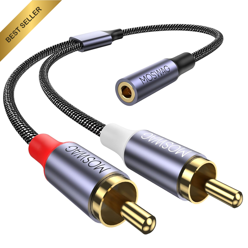 3.5Mm to 2RCA Cable, 3.5Mm Female to 2 RCA Male Y Cable Adapter for TV, Smartpho