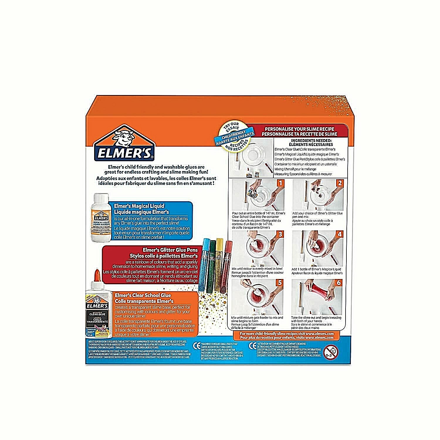 Kit Arcobaleno x Slime Colla Trasparente Glitterata Penne Liquido Magico Elmer's 1