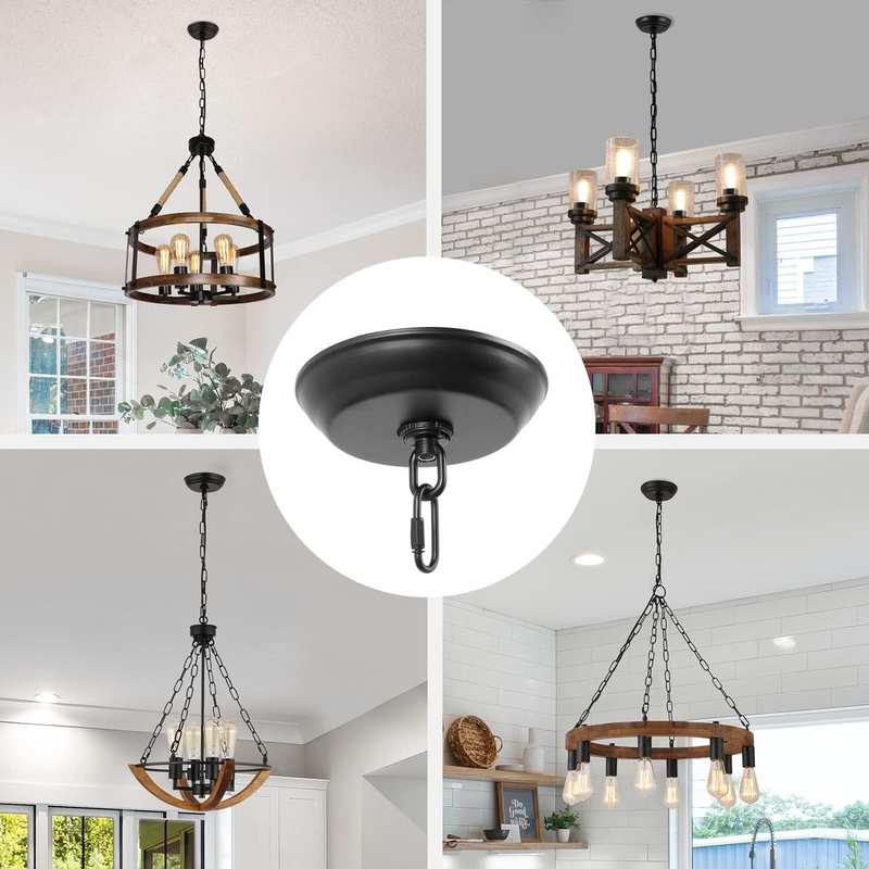 10 Feet Heavy Duty Black Chain with 5" Light Canopy Kit for Chandelier, Swag Lig